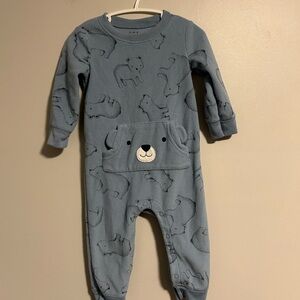 Carters 12m Blue Bear fleece romper